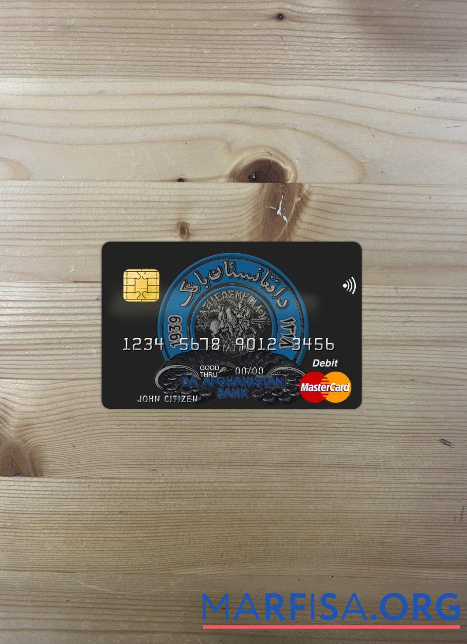 Realistic Afghanistan Da bank mastercard photolook front download for verification